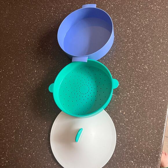 Tupperware 3 Piece Micro-Steamer Microwave Steamer Rice Veggie Cooker 3221-A - Picture 2 of 10